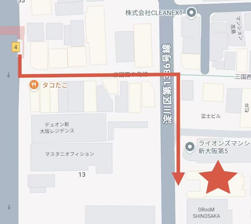駅から店舗までの道順
